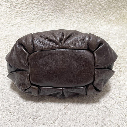 CELINE Shoulder Bag Purse Leather Brown Authentic