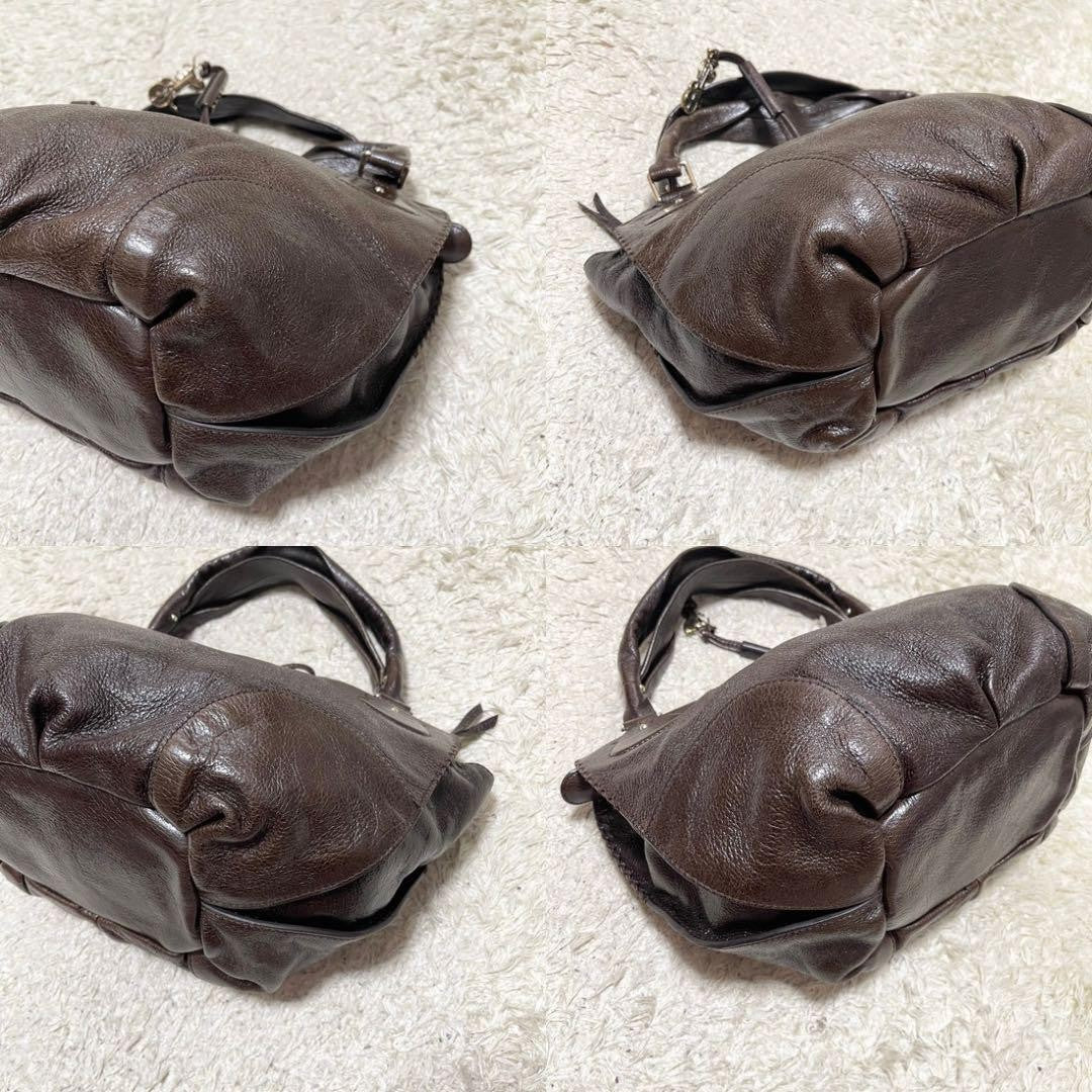CELINE Shoulder Bag Purse Leather Brown Authentic