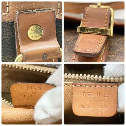CELINE Shoulder Bag Purse Macadam PVC Leather Brown Authentic