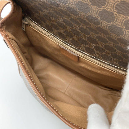 CELINE Shoulder Bag Purse Macadam PVC Leather Brown Authentic
