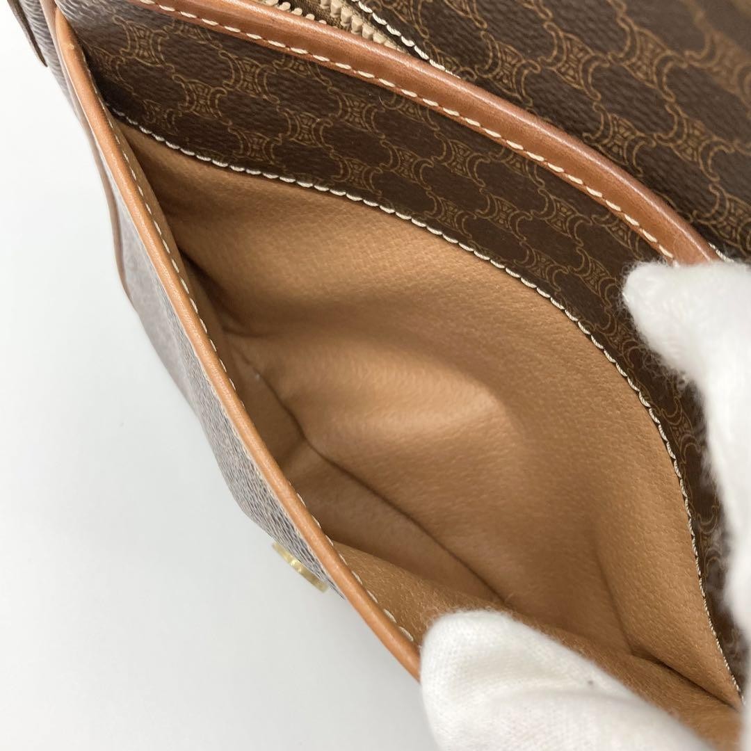 CELINE Shoulder Bag Purse Macadam PVC Leather Brown Authentic