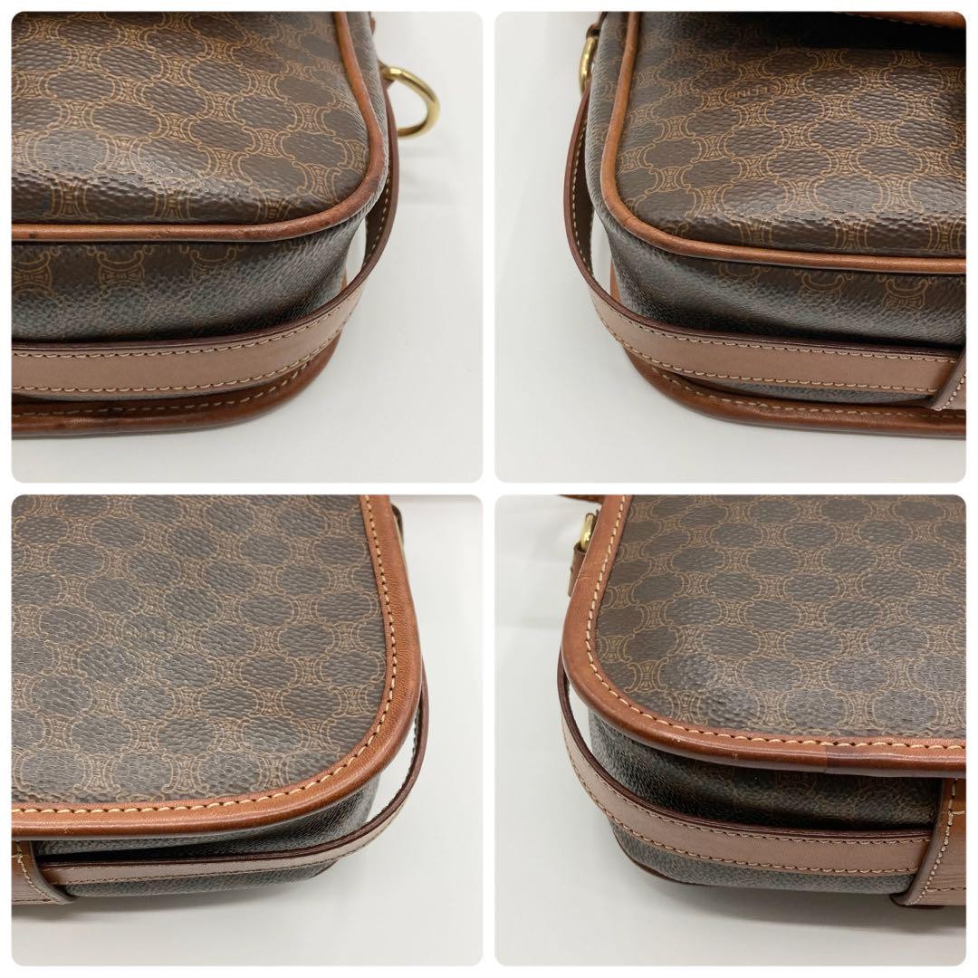 CELINE Shoulder Bag Purse Macadam PVC Leather Brown Authentic