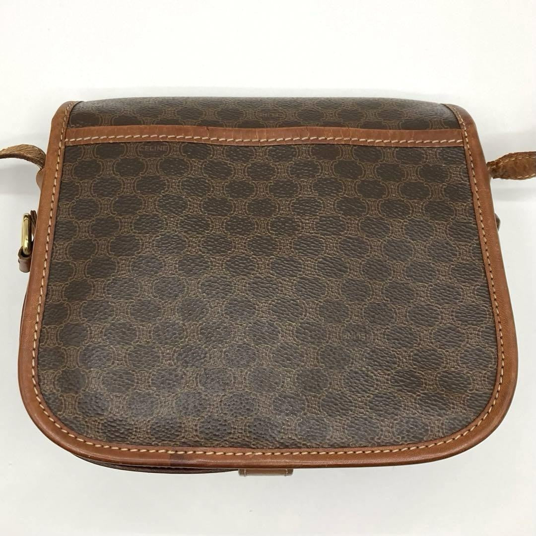 CELINE Shoulder Bag Purse Macadam PVC Leather Brown Authentic