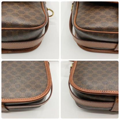 CELINE Shoulder Bag Purse Macadam PVC Leather Brown Authentic