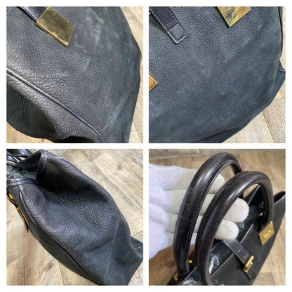 CELINE Hand Bag Tote Purse Leather Black Authentic