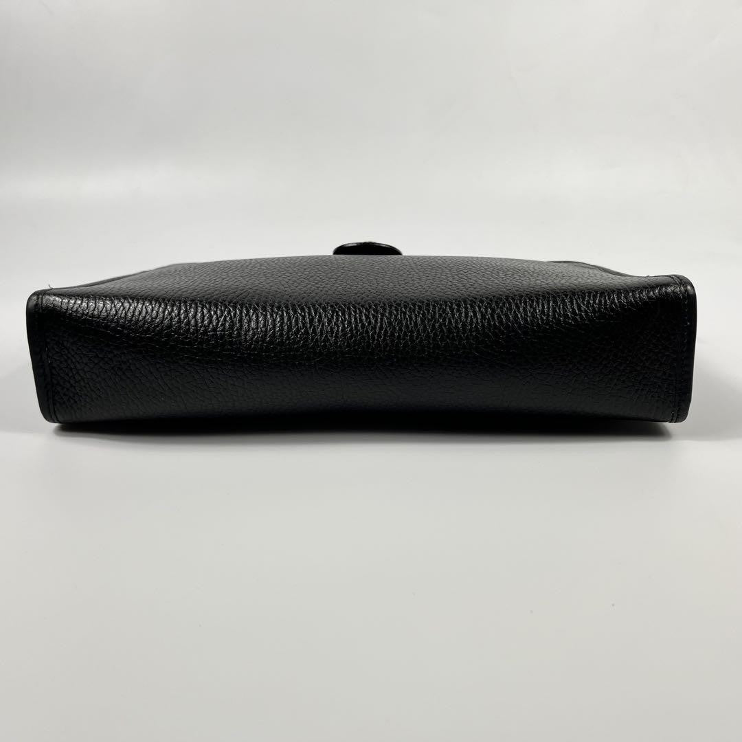 CELINE Clutch Bag Second Bag Gancini Leather Black Authentic