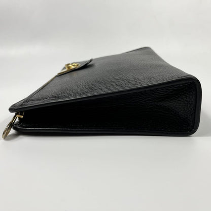 CELINE Clutch Bag Second Bag Gancini Leather Black Authentic