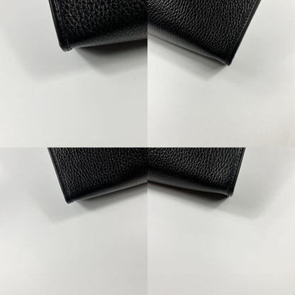 CELINE Clutch Bag Second Bag Gancini Leather Black Authentic