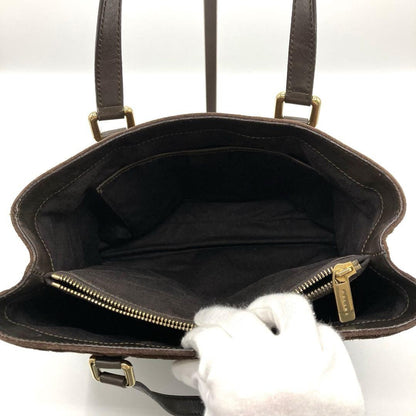 CELINE Hand Bag Tote Purse C Macadam Suede Leather Brown Authentic