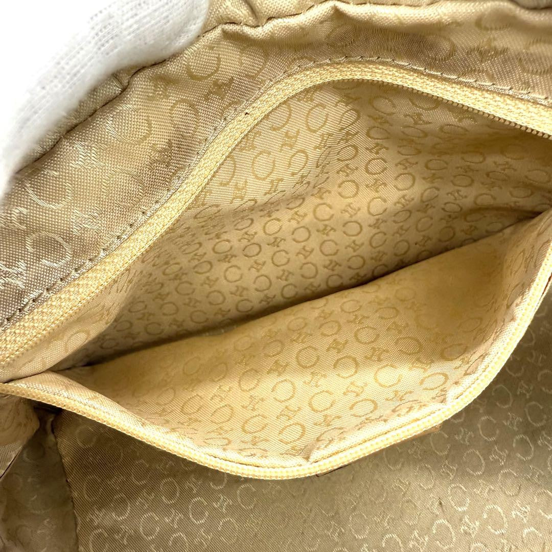 CELINE Hand Bag Tote Purse C Macadam Suede Leather Yellow Authentic