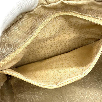 CELINE Hand Bag Tote Purse C Macadam Suede Leather Yellow Authentic