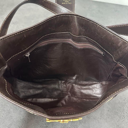 CELINE Shoulder Bag Purse C Macadam Canvas Authentic