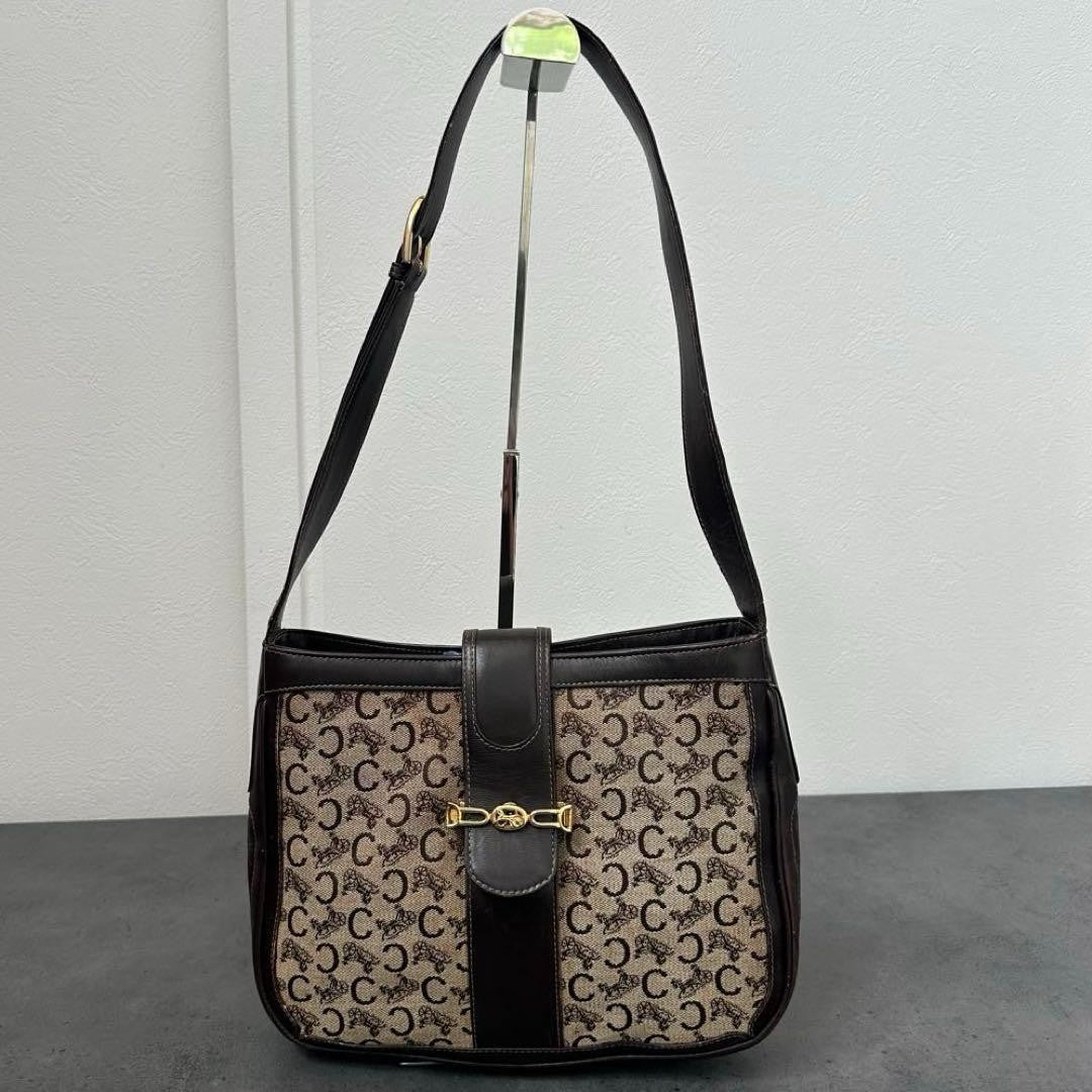 CELINE Shoulder Bag Purse C Macadam Canvas Authentic