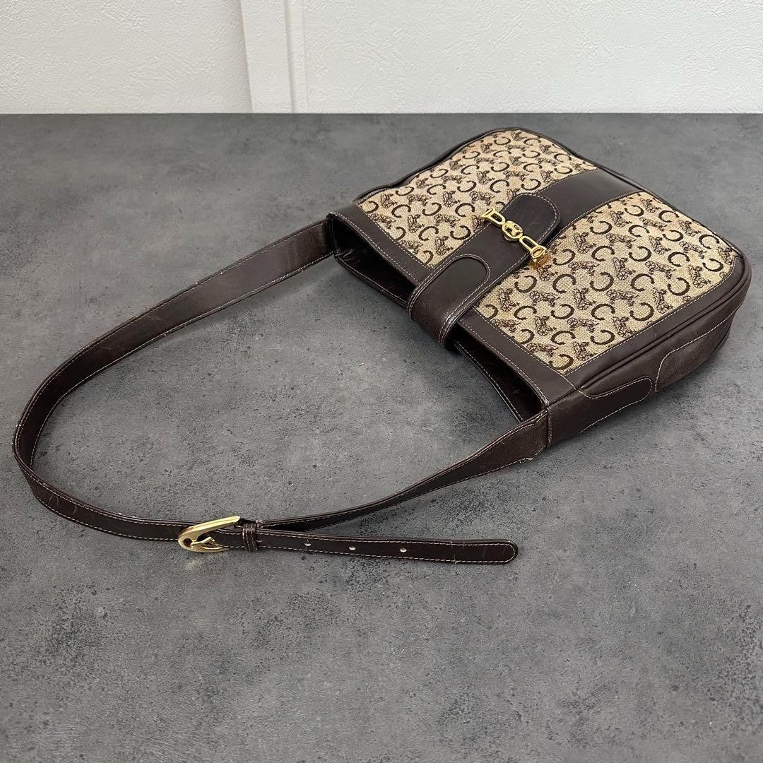 CELINE Shoulder Bag Purse C Macadam Canvas Authentic