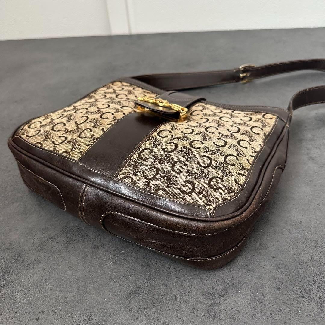 CELINE Shoulder Bag Purse C Macadam Canvas Authentic