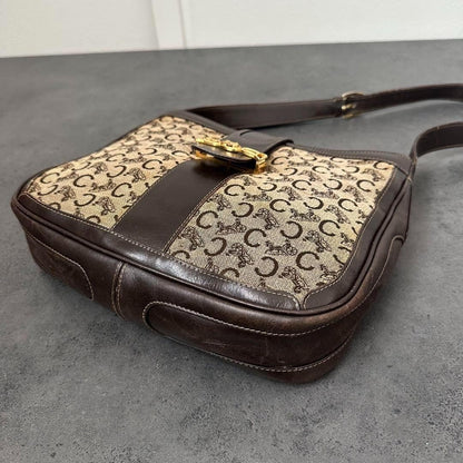 CELINE Shoulder Bag Purse C Macadam Canvas Authentic