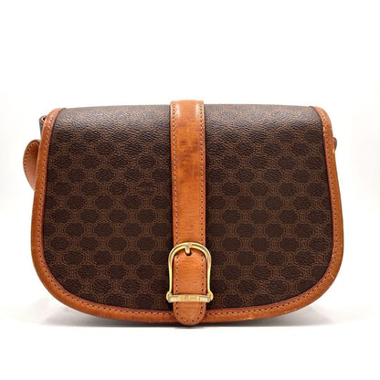 CELINE Shoulder Bag Purse Macadam PVC Leather Brown Authentic