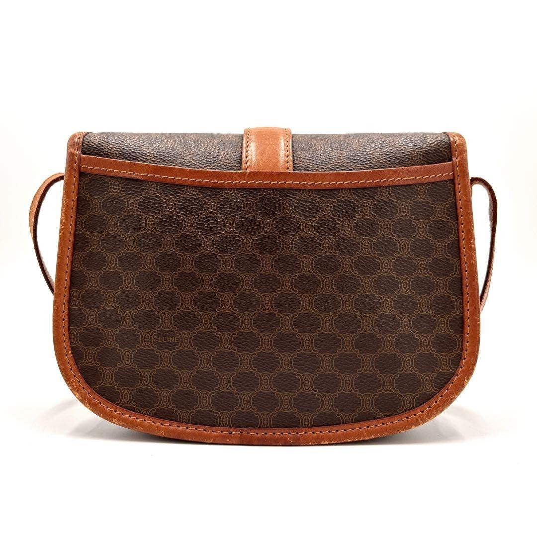 CELINE Shoulder Bag Purse Macadam PVC Leather Brown Authentic