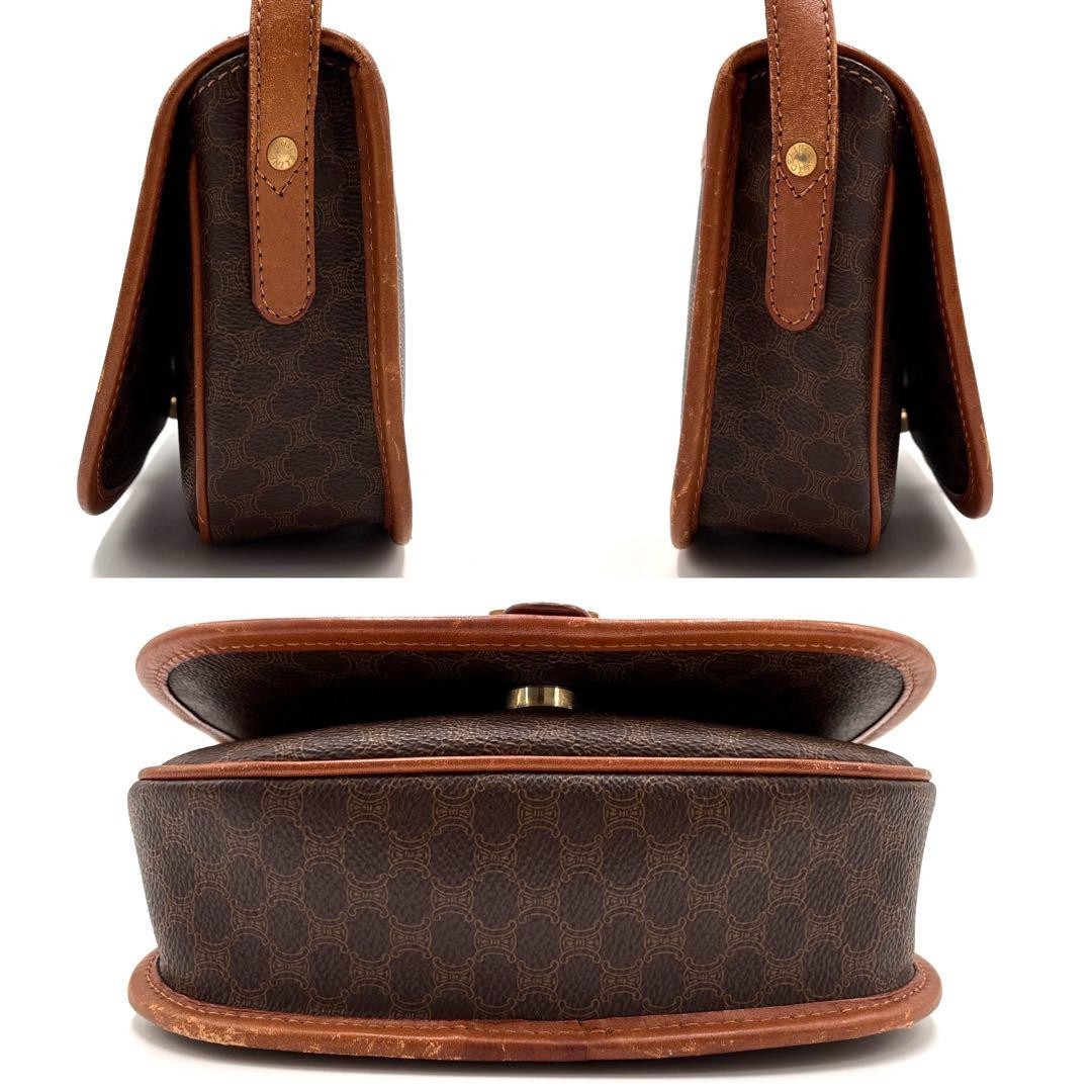 CELINE Shoulder Bag Purse Macadam PVC Leather Brown Authentic