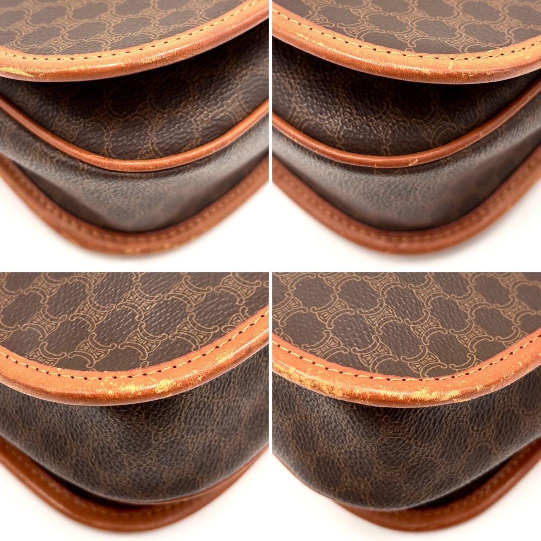 CELINE Shoulder Bag Purse Macadam PVC Leather Brown Authentic