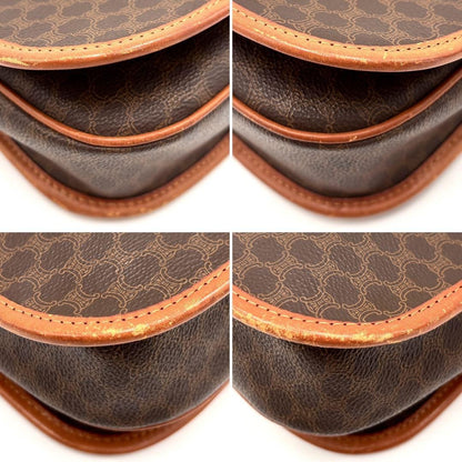CELINE Shoulder Bag Purse Macadam PVC Leather Brown Authentic