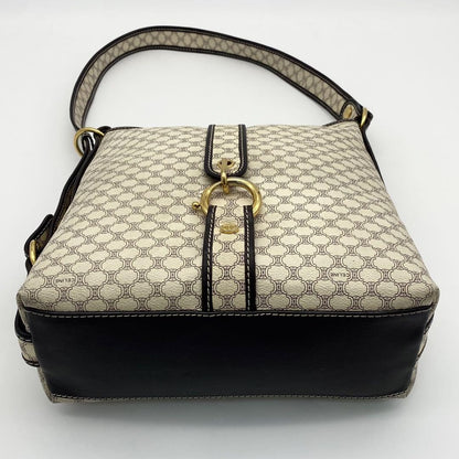 CELINE Shoulder Bag Purse Macadam PVC Leather Off White Brown Authentic