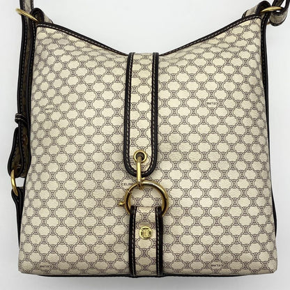 CELINE Shoulder Bag Purse Macadam PVC Leather Off White Brown Authentic