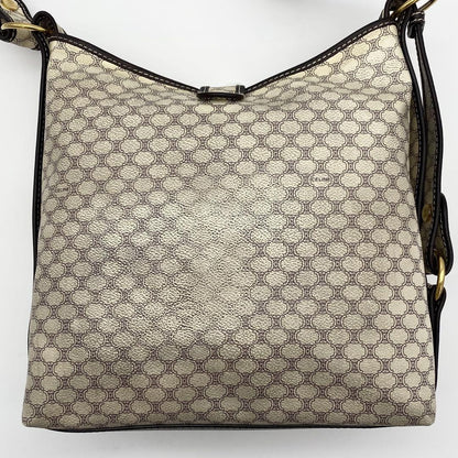 CELINE Shoulder Bag Purse Macadam PVC Leather Off White Brown Authentic
