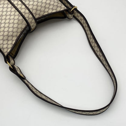 CELINE Shoulder Bag Purse Macadam PVC Leather Off White Brown Authentic