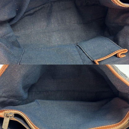 CELINE Hand Bag Tote Purse Boogie Macadam Denim Leather Blue Indigo Authentic