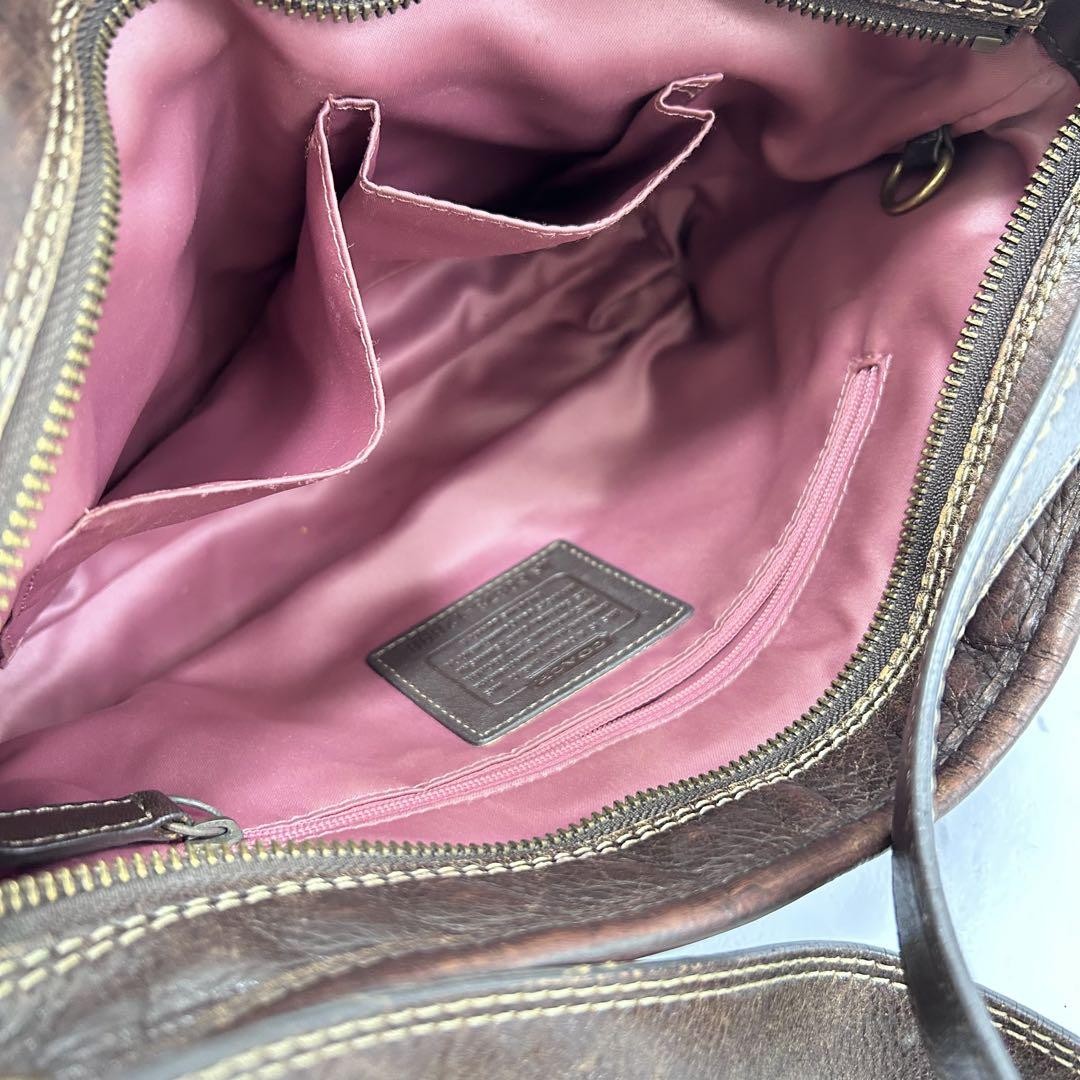 COACH Shoulder Bag Purse Signature Canvas Leather Brown Authentic