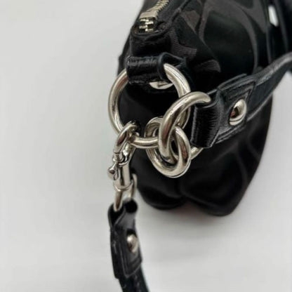 COACH Hand Shoulder Bag Tote Purse 2way Signature Black Authentic