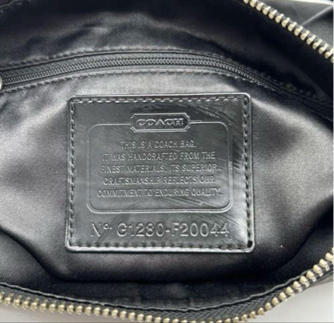 COACH Hand Shoulder Bag Tote Purse 2way Signature Black Authentic