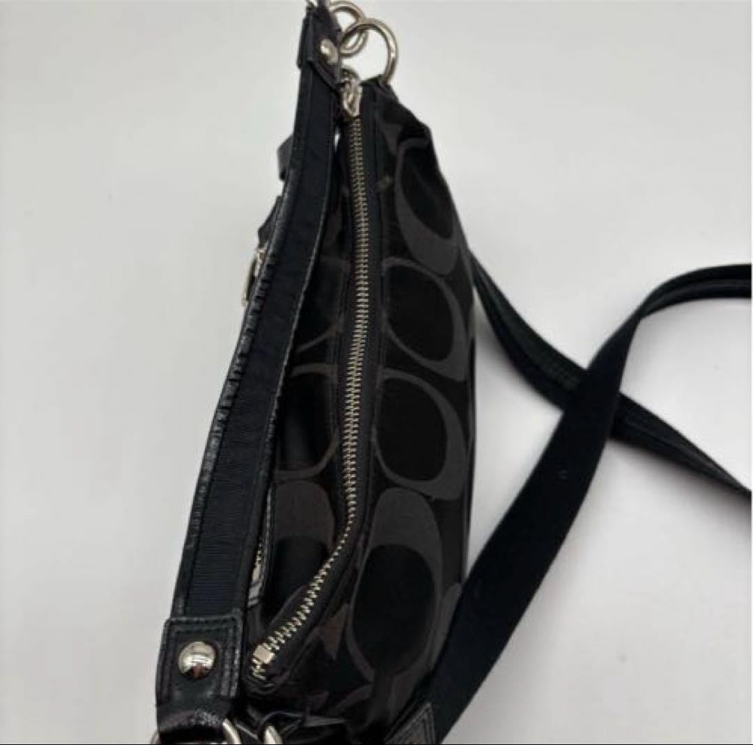 COACH Hand Shoulder Bag Tote Purse 2way Signature Black Authentic