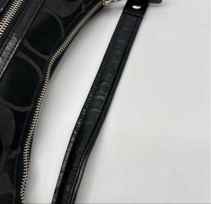 COACH Hand Shoulder Bag Tote Purse 2way Signature Black Authentic