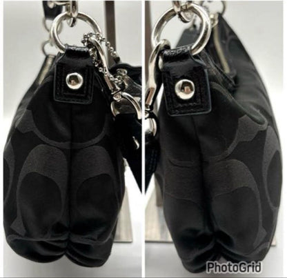 COACH Hand Shoulder Bag Tote Purse 2way Signature Black Authentic