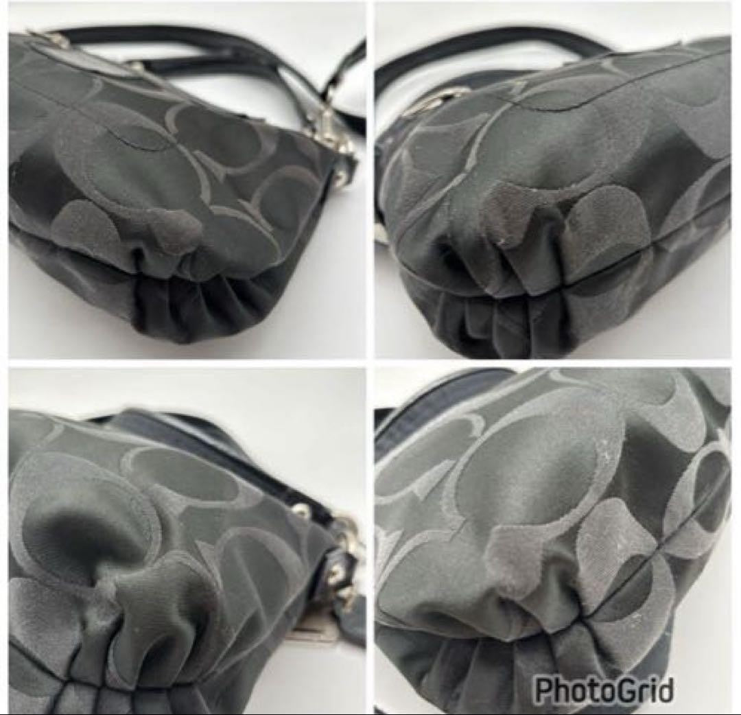 COACH Hand Shoulder Bag Tote Purse 2way Signature Black Authentic