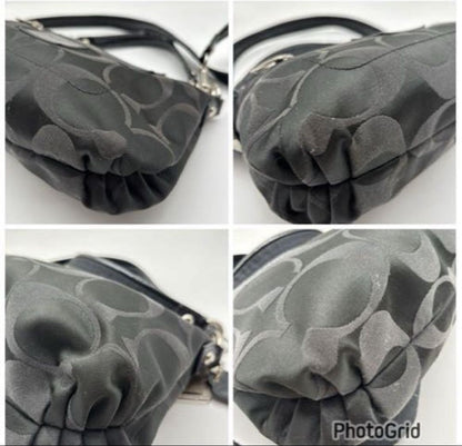 COACH Hand Shoulder Bag Tote Purse 2way Signature Black Authentic