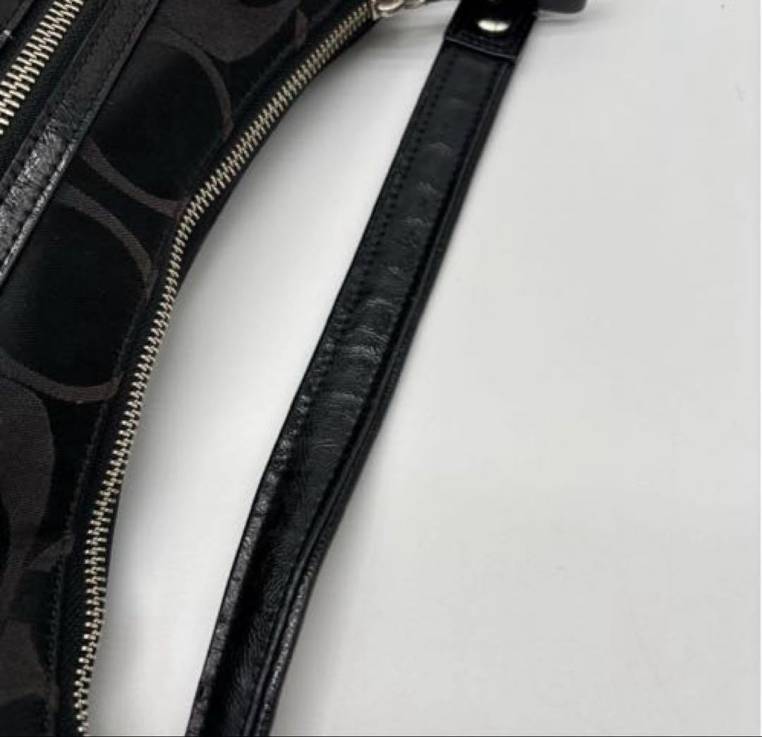 COACH Hand Shoulder Bag Tote Purse 2way Signature Black Authentic