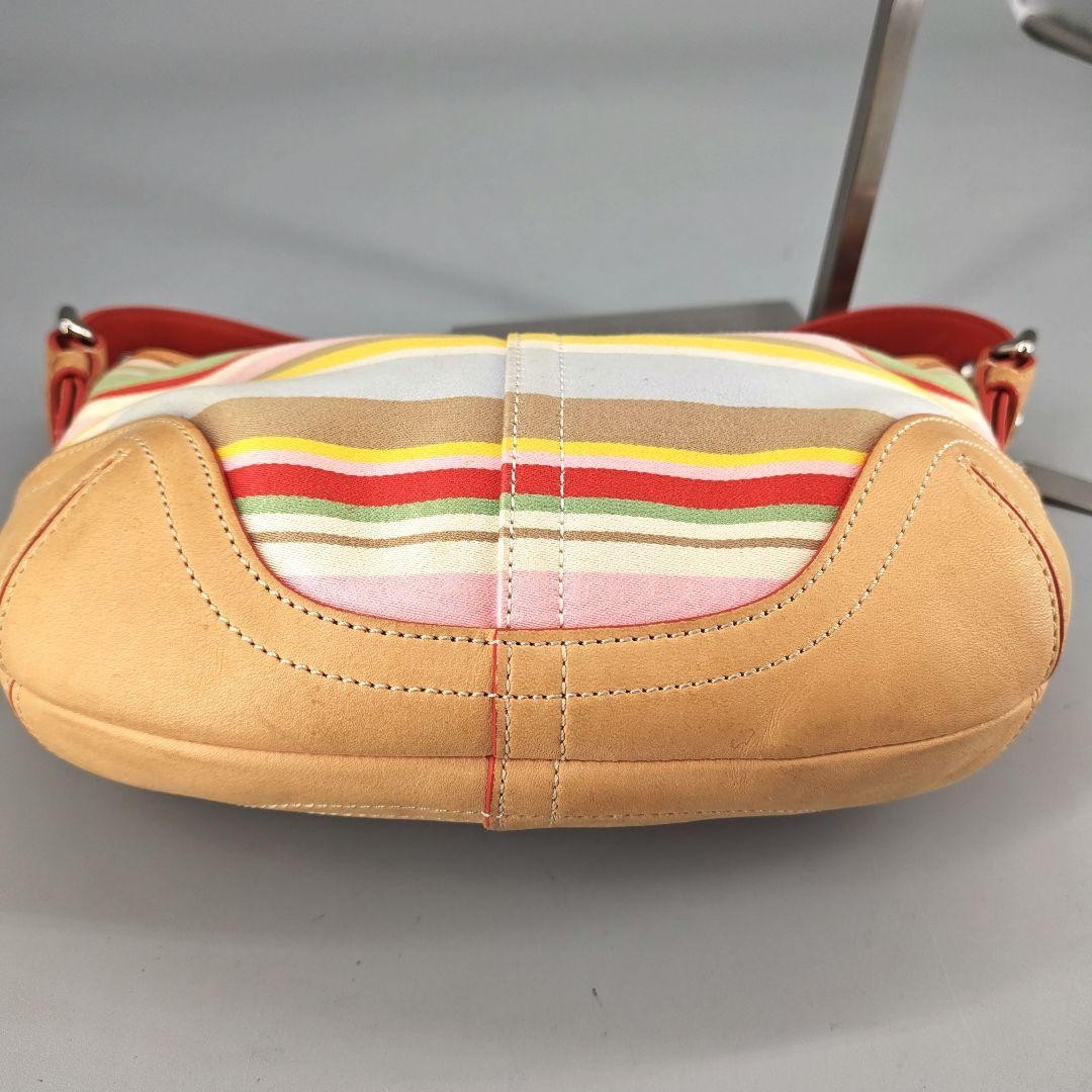 COACH Hand Bag Tote Purse Mutistripe Small Hobo 4437 Multicolor Authentic