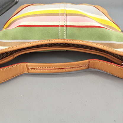 COACH Hand Bag Tote Purse Mutistripe Small Hobo 4437 Multicolor Authentic