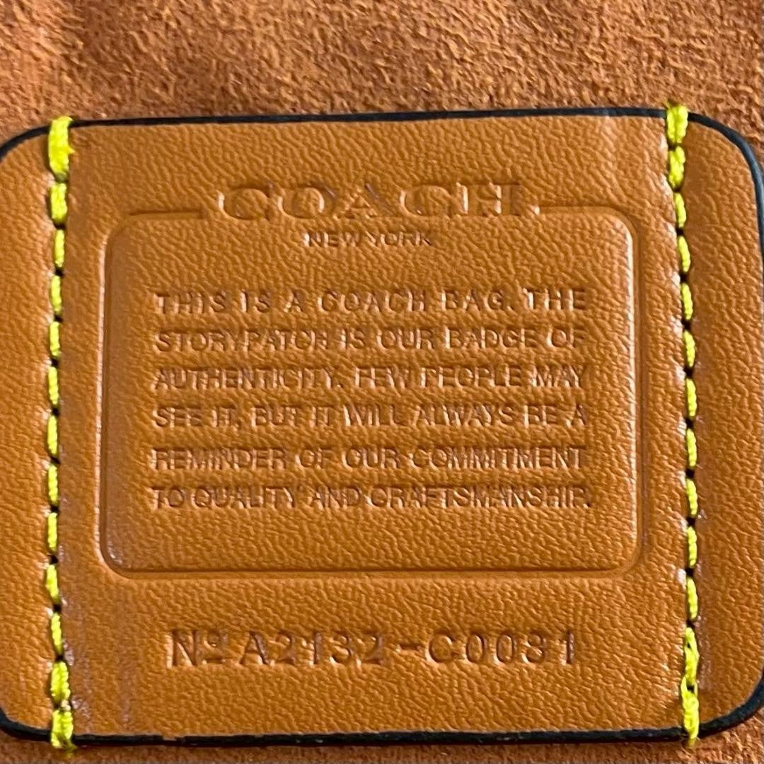 COACH Hand Shoulder Bag Tote Purse 2way Leather Denim Yellow Authentic