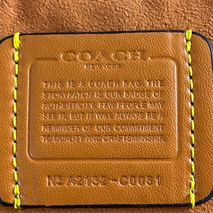 COACH Hand Shoulder Bag Tote Purse 2way Leather Denim Yellow Authentic