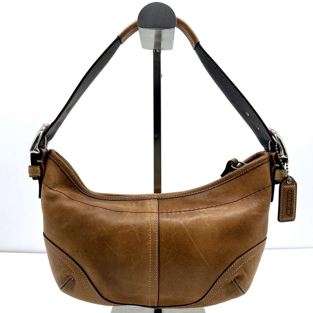 COACH Hand Shoulder Bag Tote Purse 9541 Old Brown Beige Authentic