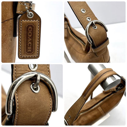 COACH Hand Shoulder Bag Tote Purse 9541 Old Brown Beige Authentic
