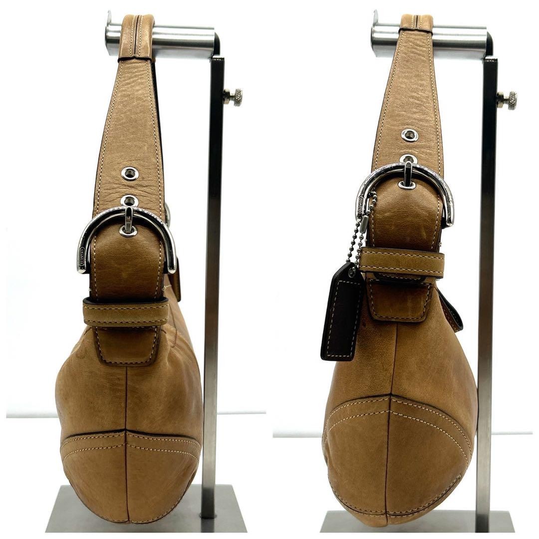 COACH Hand Shoulder Bag Tote Purse 9541 Old Brown Beige Authentic