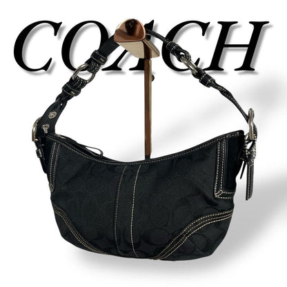 COACH Shoulder Bag Purse 6266 Canvas Leather Black Authentic