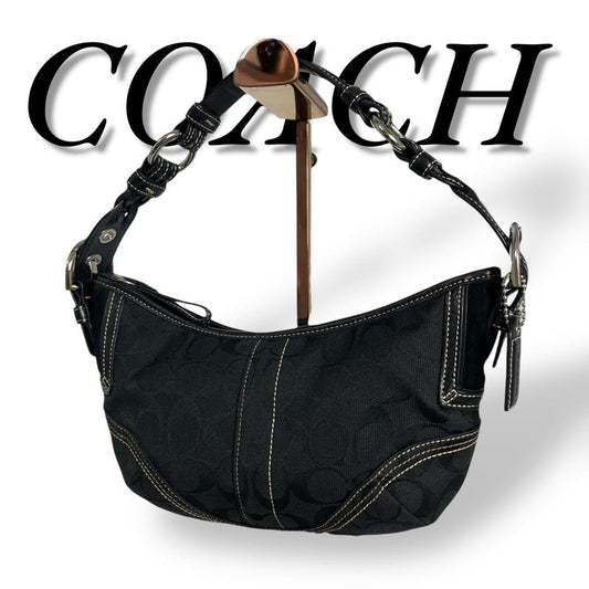 COACH Shoulder Bag Purse 6266 Canvas Leather Black Authentic