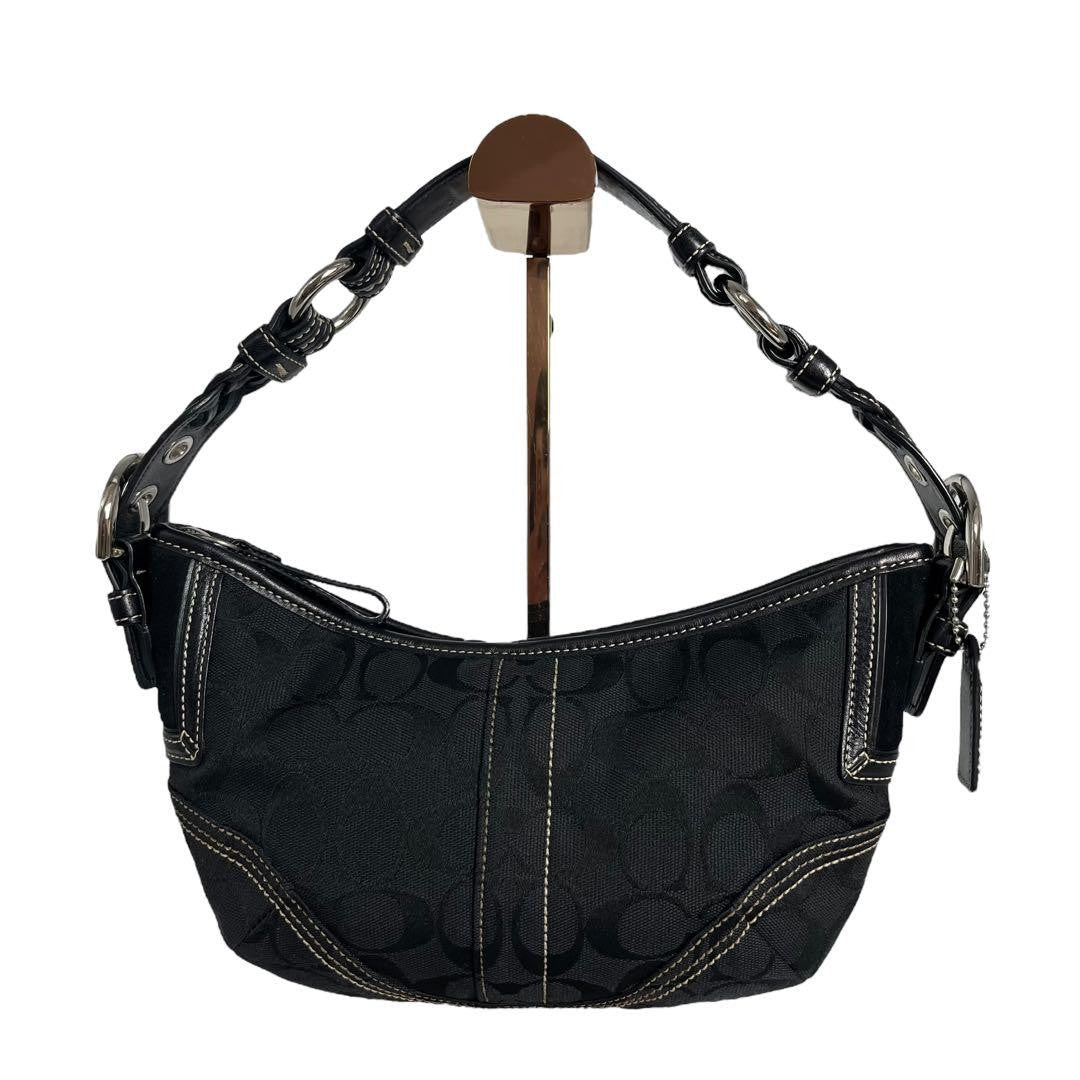 COACH Shoulder Bag Purse 6266 Canvas Leather Black Authentic