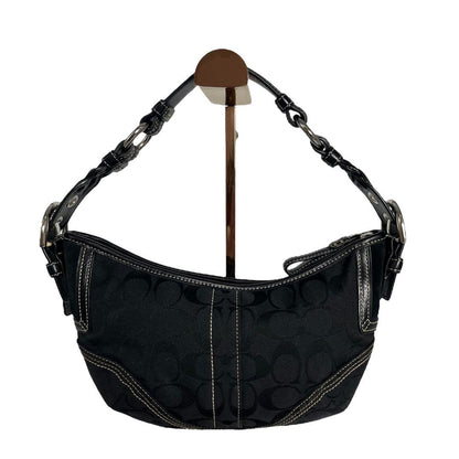 COACH Shoulder Bag Purse 6266 Canvas Leather Black Authentic